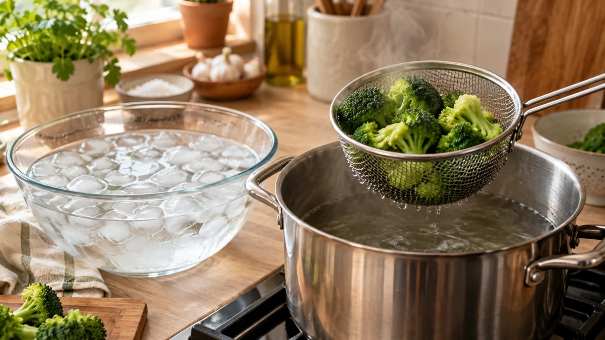 Préparez le bain glacé avant de sortir les légumes de l’eau chaude