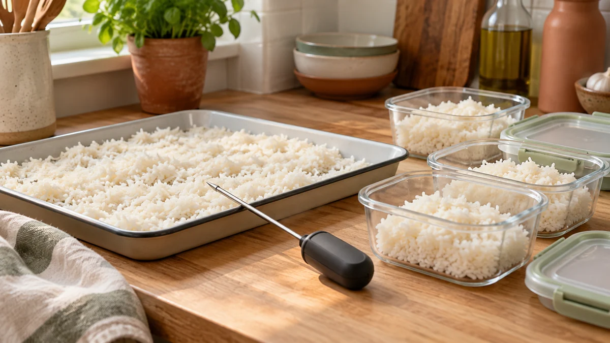 Une étape pratique pour appliquer la méthode du guide « Riz cuit : le refroidir, le conserver et le réchauffer »