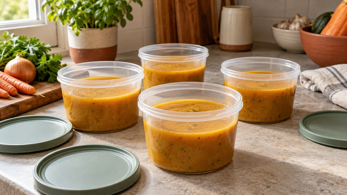 Une étape pratique pour appliquer la méthode du guide « Congeler la soupe maison et la réchauffer »