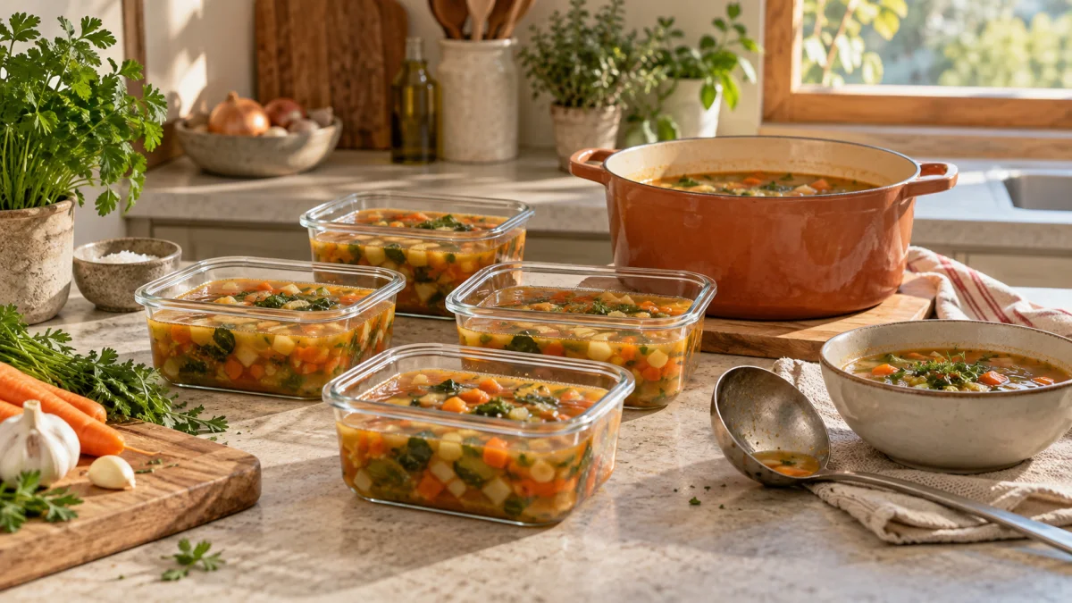 Congeler la soupe maison et la réchauffer