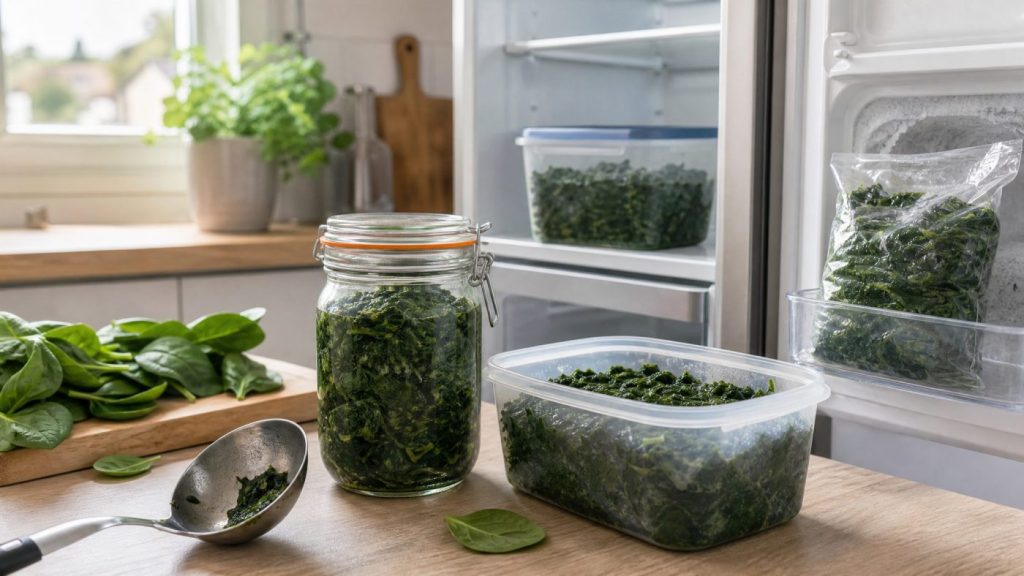 Conservation des épinards cuits : frigo, bocaux, congélation les solutions